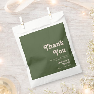 Simple Retro Vibes   Olive Green Thank You Favour Bags