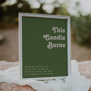 Simple Retro Vibes   Olive Green This Candle Burns Poster