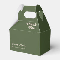 Simple Retro Vibes | Olive Green Wedding Favour Bo