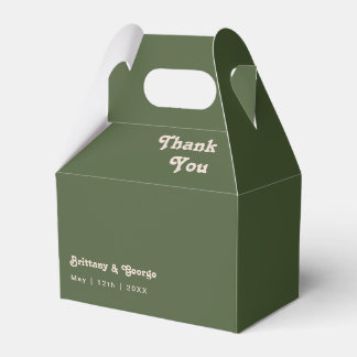 Simple Retro Vibes | Olive Green Wedding Favour Bo Box