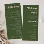 Simple Retro Vibes | Olive Green Wedding Program Programme<br><div class="desc">This simple retro vibes | olive green wedding program is perfect for your classic funky vintage earth tones wedding. The design features a minimalist hippie rustic boho font. The neutral southwest desert colour palette and earthy bohemian mid-century lettering combine for a perfect, minimal modern western destination design. Feel free to...</div>