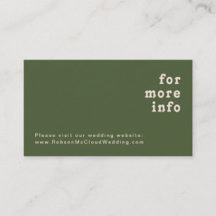 Simple Retro Vibes   Olive Green Wedding Website Enclosure Card
