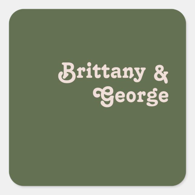 Simple Retro Vibes | Olive Wedding Envelope Seals (Front)