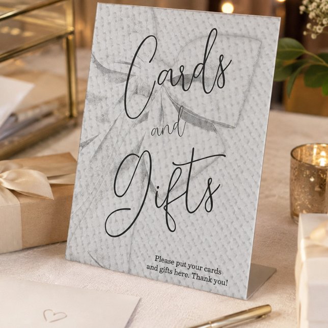Simple Retro White Bow Cards and Gifts Script  Pedestal Sign (Creator Uploaded)