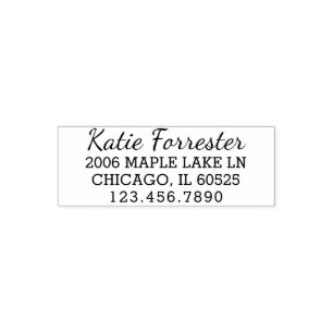 Simple Return Address   Custom Text 4 Lines Phone Self-inking Stamp