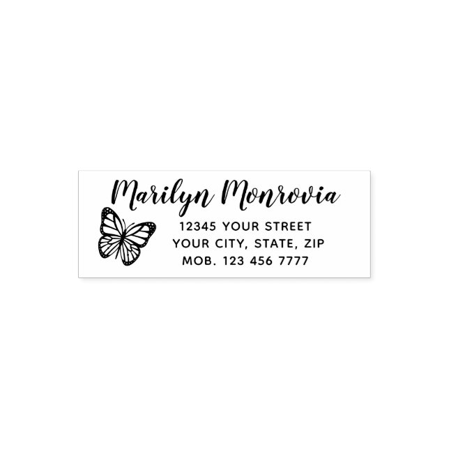 Simple Return Address with Butterfly Self-inking Stamp (Design)