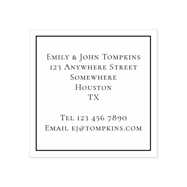 Simple Return Name and Address Square Rubber Stamp (Imprint)