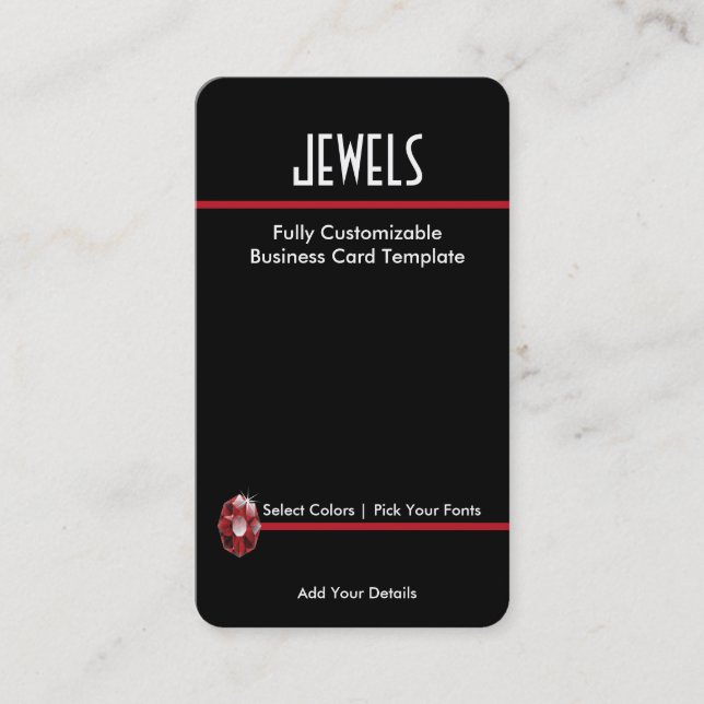 Simple Rhinestone Jewellery - Rhinestone Ruby Logo Business Card (Front)
