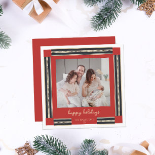 Simple Ribbon Border Happy Holidays Card