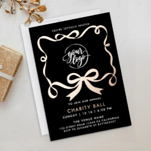 Simple Ribbon Logo Black Gold Business Annual Gala