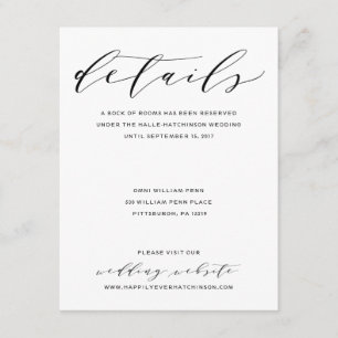 Simple Romance Calligraphy Wedding Details Card