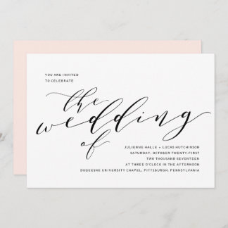 Simple Romance Calligraphy Wedding Invitation