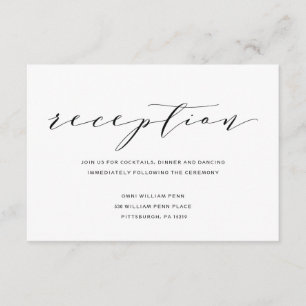 Simple Romance Calligraphy Wedding Reception Card