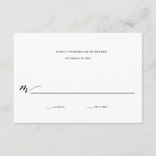 Simple Romance Calligraphy Wedding Reply RSVP Card