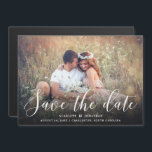 Simple Romance Elegant Photo Save the Date | White Magnetic Invitation<br><div class="desc">Elegant font reads "Save the Date" on the bottom of this photo magnetic card.  Easy to customise with your own information!</div>