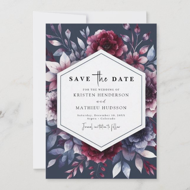 Simple Romantic Burgundy Wedding Save The Date (Front)