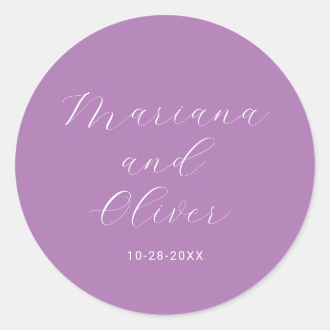 Simple Romantic Calligraphy Lavender Envelope Seal (Front)