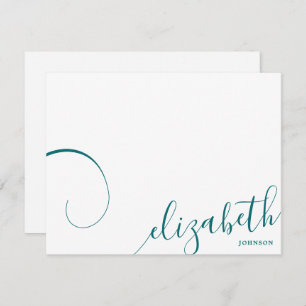 Simple Romantic Calligraphy Teal Green Card