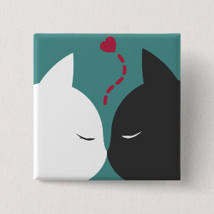 Simple Romantic Cats In Love Pin Button