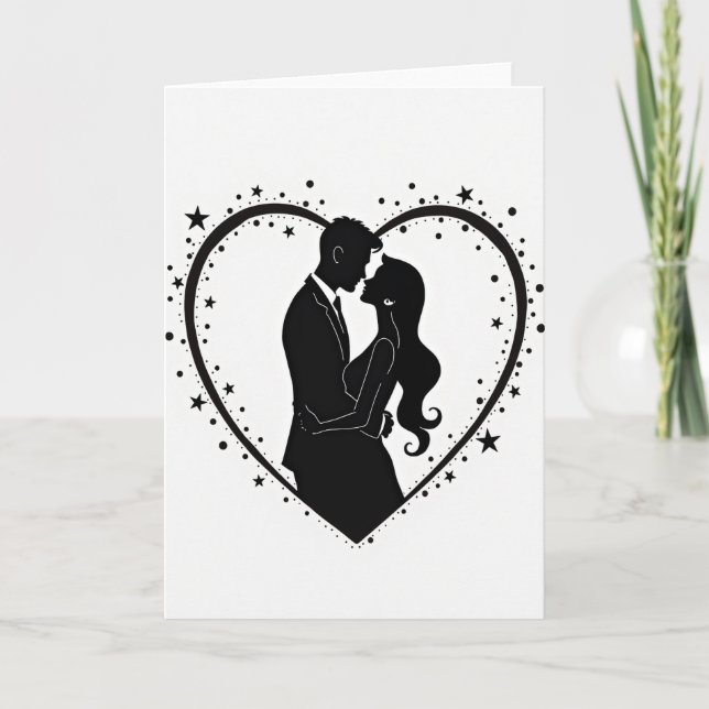 Simple Romantic Couple Silhouette Card (Front)