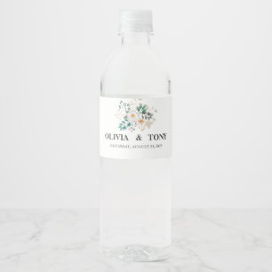  Simple Romantic Floral Wedding Water Bottle Label