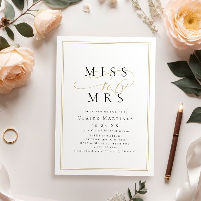 Simple romantic Miss to Mrs script bridal shower Invitation (Simple romantic Miss to Mrs script bridal shower Invitation)