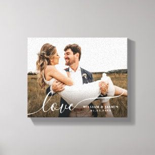 Simple Romantic Photo Love Calligraphy Script  Canvas Print
