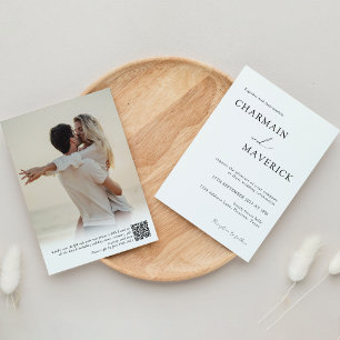 Simple Romantic Photo Typography QR code Wedding Invitation