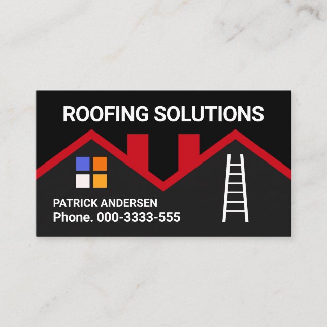 Simple Rooftop Layout Roofer Service Business Card (Front)