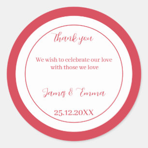 Simple Rose Customised Wedding Classic Round Sticker