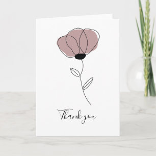 Simple Rose Elegant Folded Thank You Card