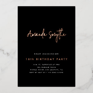 Simple Rose Gold and Black 16th Birthday Party