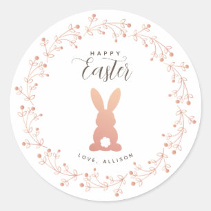 Simple Rose Gold Bunny Personalized Easter Label