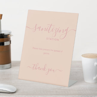 Simple Rose Gold Covid Sanitising Station Blush  Pedestal Sign