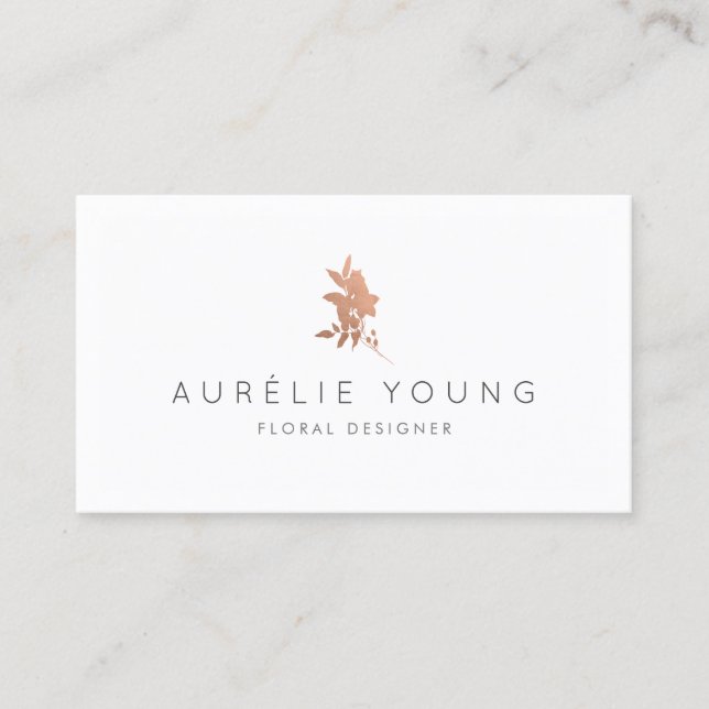 Simple Rose Gold Flower Bouquet Floral Designer Business Card (Front)