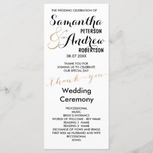 Simple rose gold foil chic Wedding Program Programme