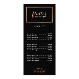 Simple Rose Gold Lash Salon Logo Black Rack Card