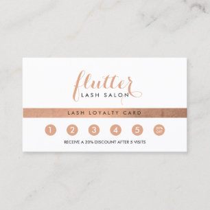 Simple Rose Gold Lash Salon Logo Loyalty Card