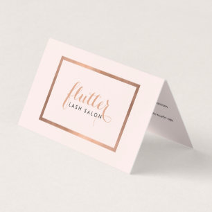 Simple Rose Gold Lash Salon Logo Pink Aftercare Business Card