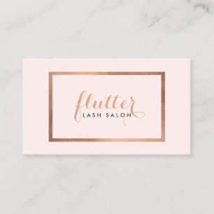 Simple Rose Gold Lash Salon Logo Pink Business Card