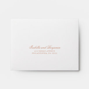 Simple Rose Gold Pink Calligraphy Elegant Wedding Envelope