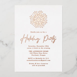 Simple Rose Gold Snowflake Holiday Party