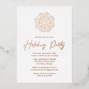 Simple Rose Gold Snowflake Holiday Party