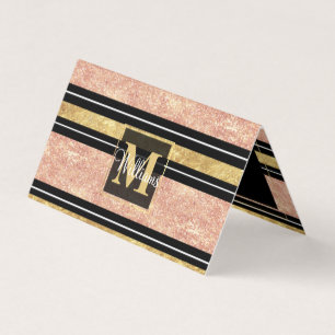 Simple rose gold stripes pattern business card