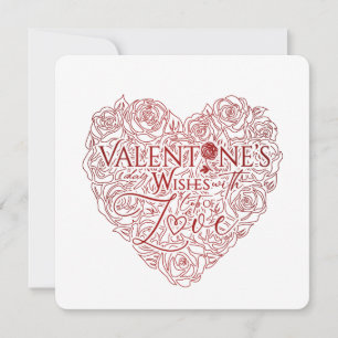 Simple Rose Heart Valentine’s Day Line Art Holiday Card