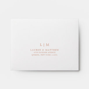 Simple Rose Pink Monogram Elegant RSVP Wedding Envelope