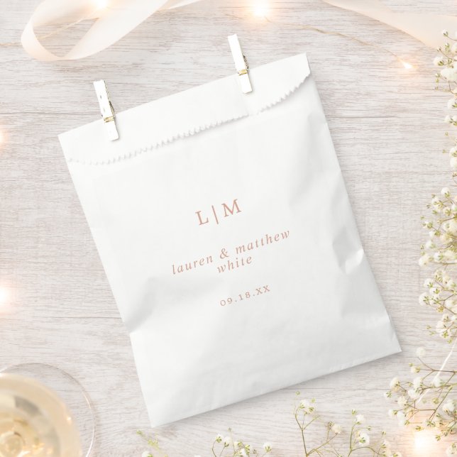 Simple Rose Pink Monogram Elegant Wedding Favour Bags (Clipped)