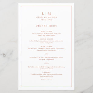 Simple Rose Pink Monogram Elegant Wedding Menu