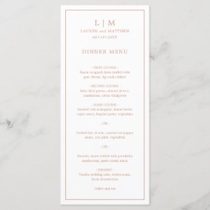 Simple Rose Pink Monogram Elegant Wedding Menu