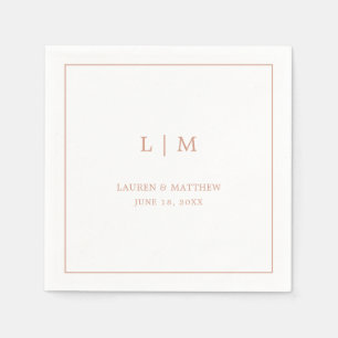 Simple Rose Pink Monogram Elegant Wedding Napkin